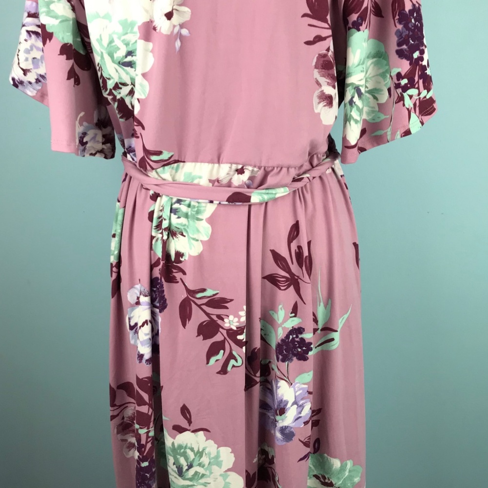 Reborn J Womens 1X NWT Pink Floral Maxi Dress - Picture 4 of 5
